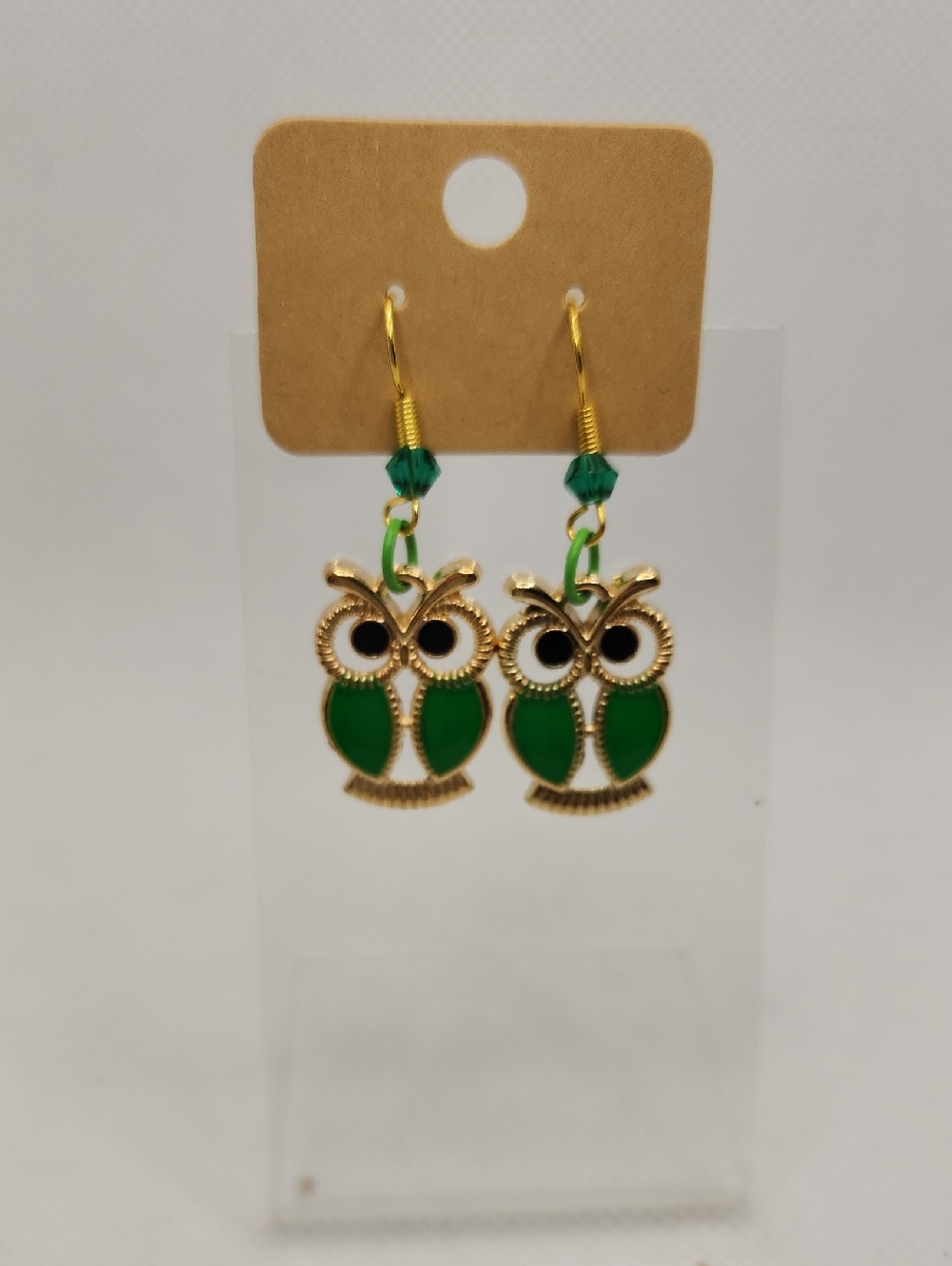 Green Owl Earrings